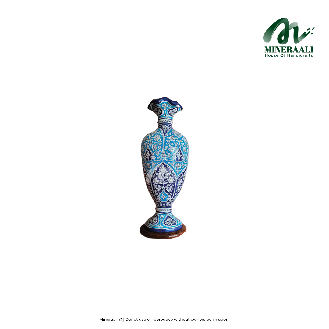 Mineraali | Camel Skin Multi Pattern Blue Flower Vase Lamp