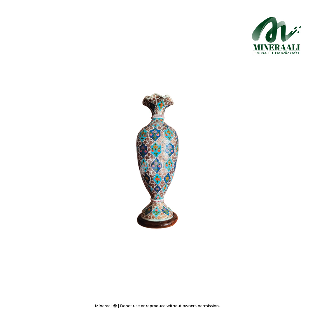 Mineraali | Camel Skin Artistic Blue Flower Vase Lamp