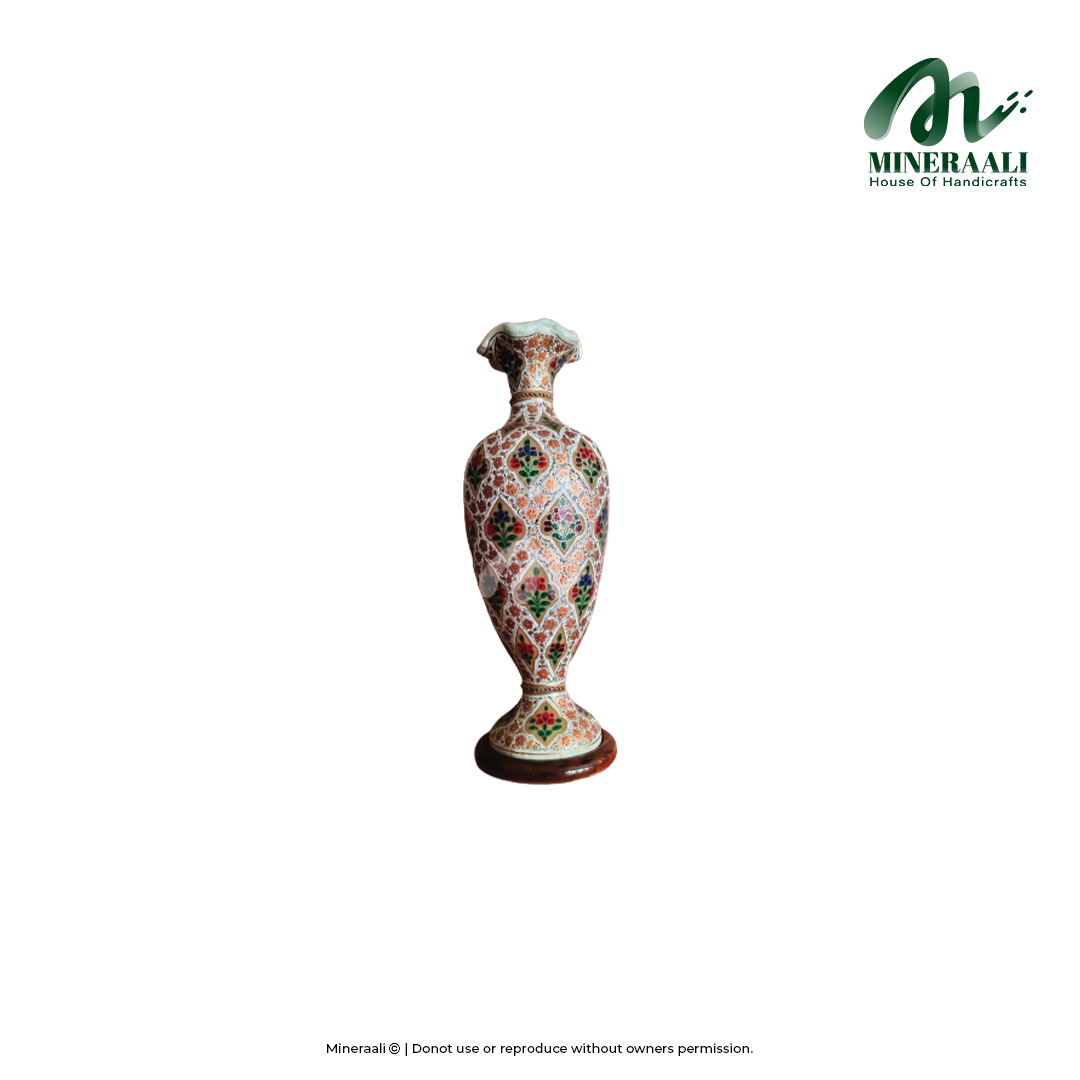 Mineraali | Camel Skin Green Gold Flower Vase Lamp
