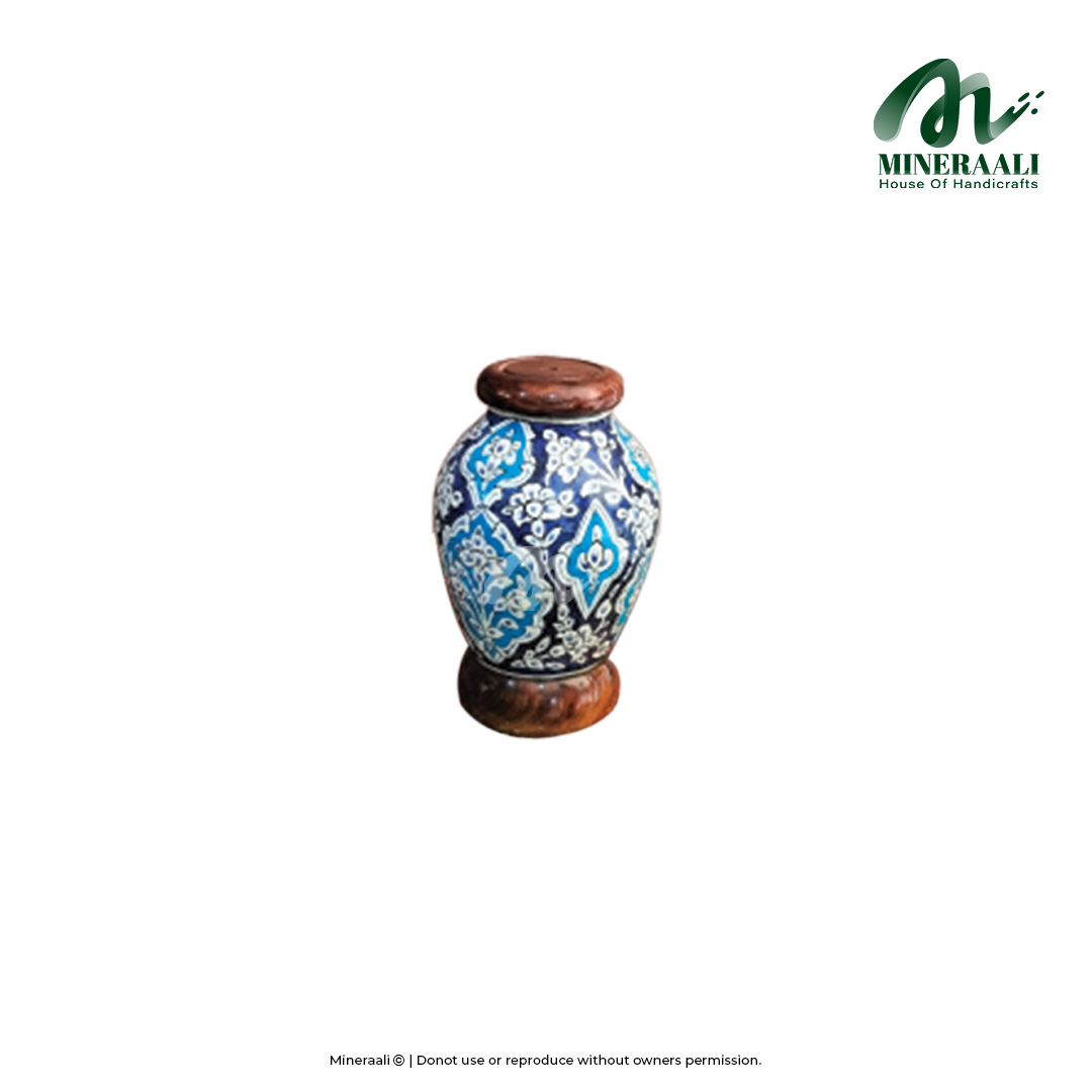 Mineraali | Camel Skin Blue Pattern Round Bottle Lamp