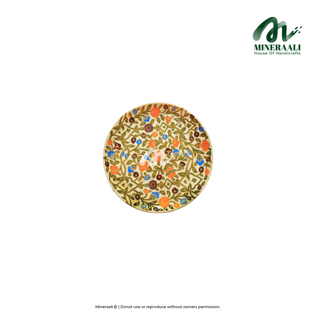 Mineraali | Hand Painted Pottery Orange Green Floral Plate