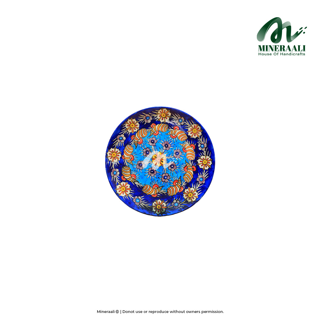 Mineraali | Hand Painted Pottery Multi Bright Blue Plate
