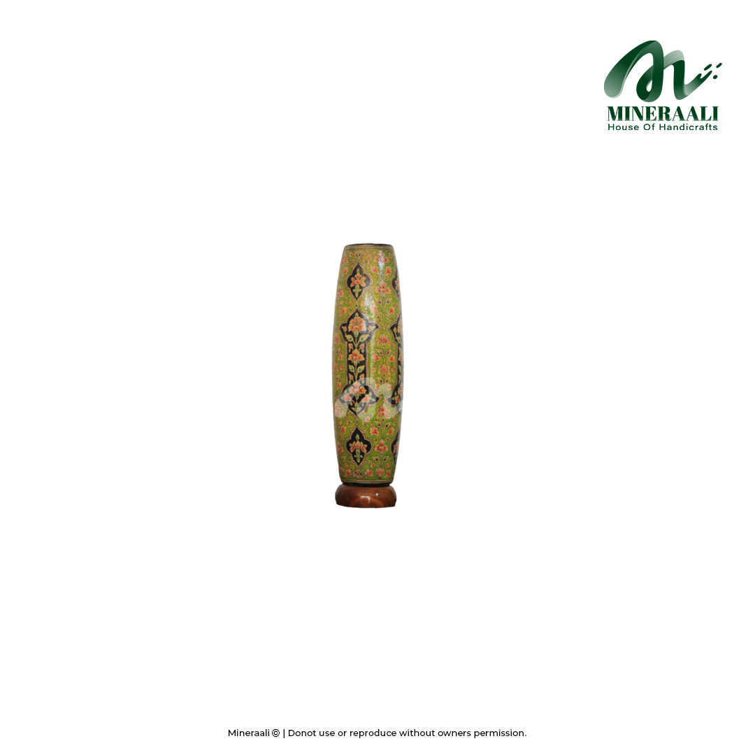 Mineraali | Camel Skin Floral Green Bottle Lamp