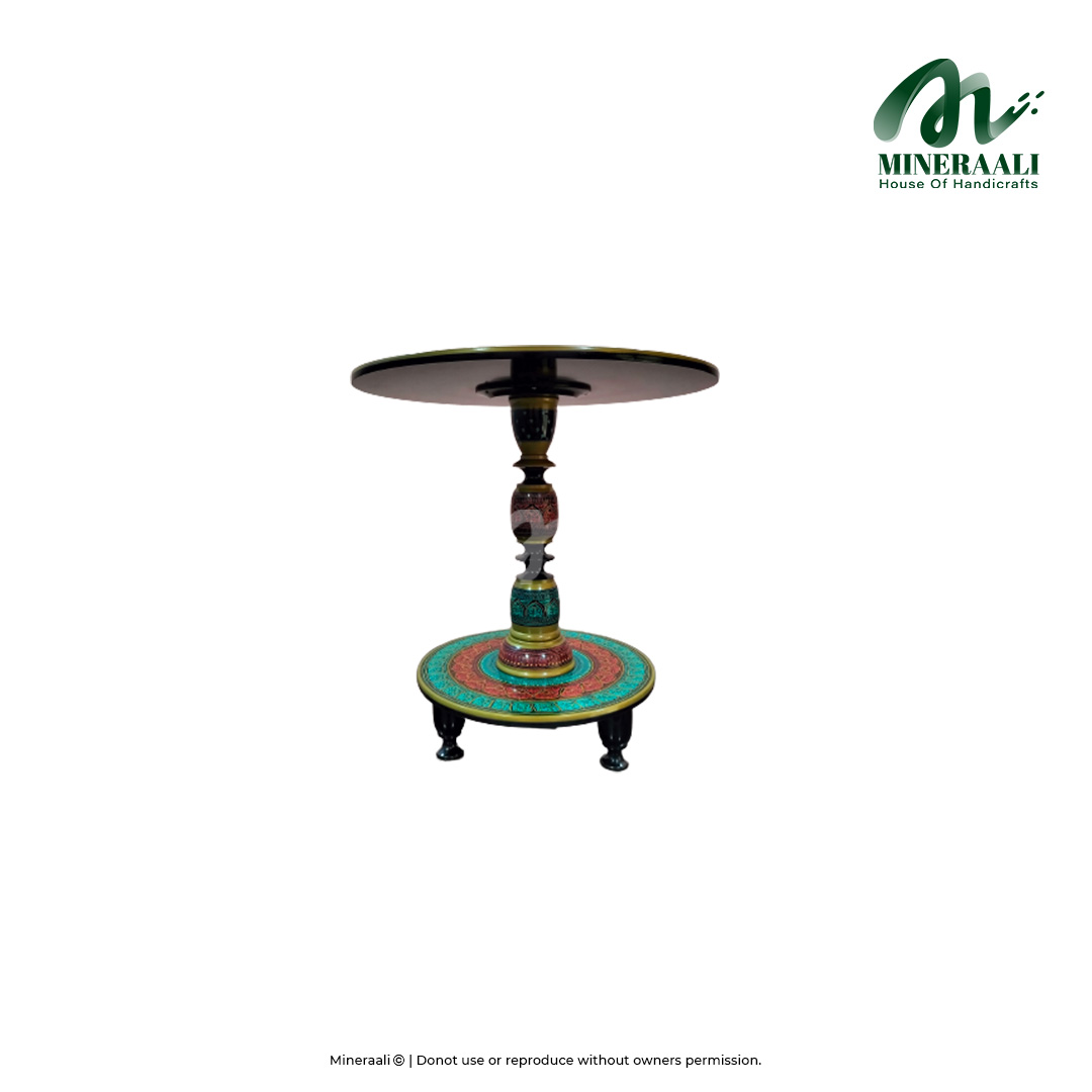 Mineraali | Hand Crafted Hand Painted Wooden Large Round Table